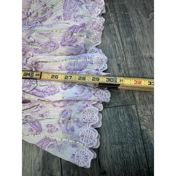 Hemant and Nandita Sahar Women's Pink V-Neck Tiered Eyelet Mini Dress Size Small - Picture 9 of 13